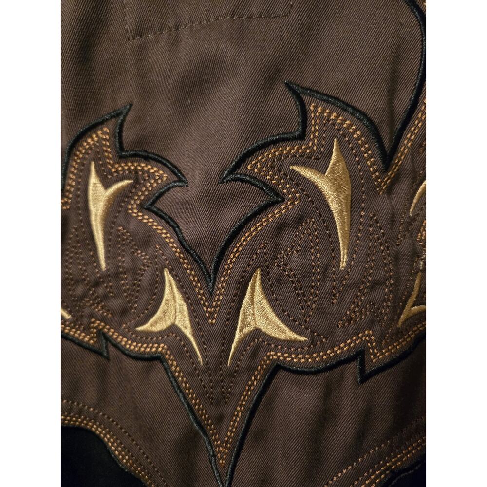 Vintage Panhandle Slim Black Mens XXL Pearl Snap Embroidered Western Shirt Rare - Picture 9 of 10